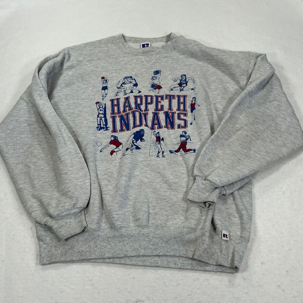 Vintage Russell Athletic Harpeth Indians Sweatshirt XL Gray 90s Made in USA